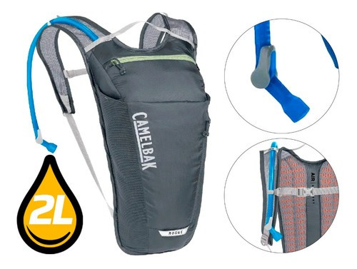 Mochila térmica para ciclismo Camelbak, mochila de hidratación gris de 2 litros, diseño de tela lisa