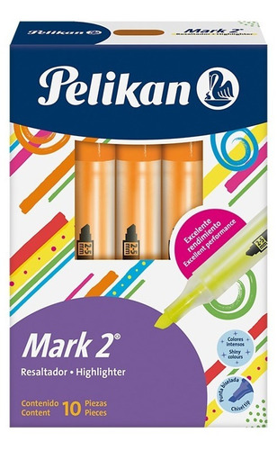 Resaltador Pelikan Mark2 Naranja Caja X 10 Unidades