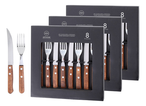 Set Parrilla 24 Piezas Cubiertos Acero Inox. Arthome Par68