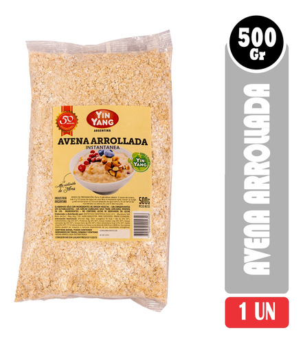 Avena Arrollada Instantanea 500g - Yin Yang | Vbienestar