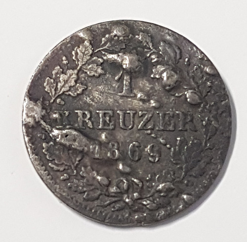 Moneda Reino De Baviera Alemania 1869 1 Kreuzer Coleccion