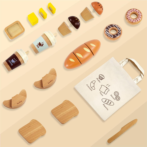 Juego De Juguetes De Panadería Pairpear De Madera Con Bolsa
