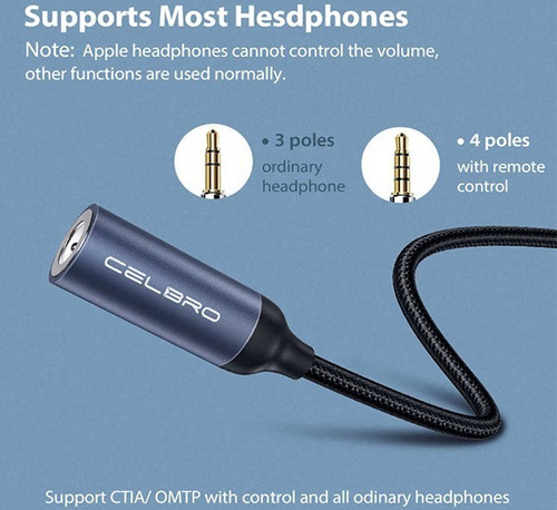 Imagen 2 de 7 de Adaptador Audio Usb C - Auxiliar Hembra Jack 3.5mm - Celbro
