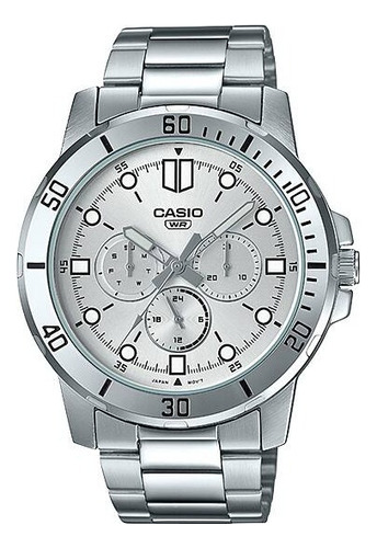 Reloj Casio De Hombre Mtp-vd300d De Acero Tres Esferas Color de la correa Plateado Color del bisel Plateado Color del fondo Plateado