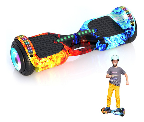 Hoverboard Elétrico Skate Overboard Egazza 6.5 Led Bluetooth Cor Fogo Gelo