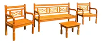 Comprar Kit Bancos Madeira Maciça 5 Lugares + Mesa De Centro