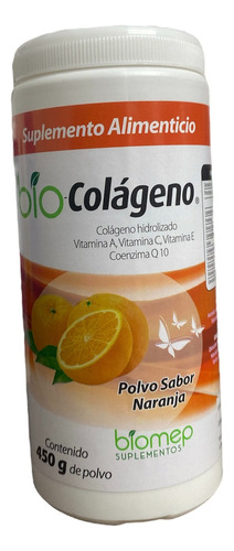 Bio Colágeno Hidrolizado En Polvo Con Vitaminas Bote 450g Sabor Naranja