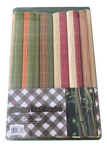 Jgo 6 Manteles Ind Bambú Colores Y Naturales Envío Gratis