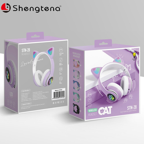 Audífonos Bluetooth Lindos Con Orejas De Gato Para Mujer