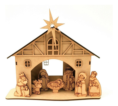 Pesebre Navideño Mdf Nacimiento Chico