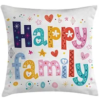 Comprar Ambesonne Family Throw Pillow Funda De Cojín, Happy Family L