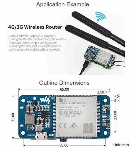 Módulo Sim7600g-h 4g Hat Para Raspberry Pi Y Pc, Compatible