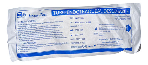Tubo Endotraqueal Con Globo 9.0 Mm (36 Fr ) Cja/10 Pzas.