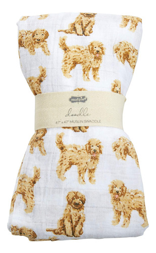 Mud Pie Manta De Beb Con Estampado Golden Doodle, 47 X 47 Pu