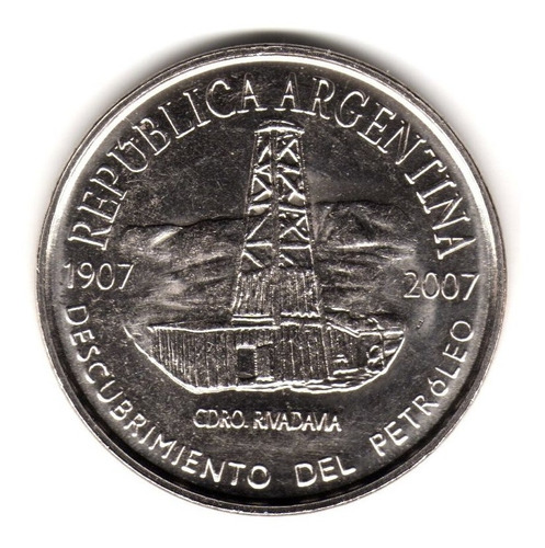 Moneda Argentina Petroleo Chubut  2 Pesos Año 2007