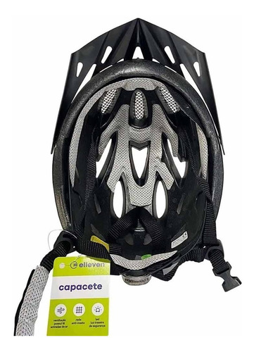Imagem 5 de 5 de Capacete Elleven In Mold C/ Led Preto/verde Brilho M (54-57)