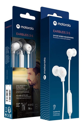 Audífono Motorola Earbuds 3-s In-ear Wired Micrófono Blanc Color Blanco