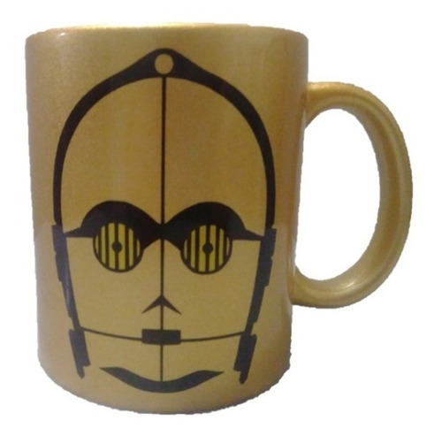 Mug Star Wars C3po Dorado Metalizado (cara Y Respaldo Logo)