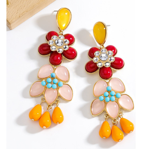 M 2 Pendientes Colgantes De Flores De Resina De Colores