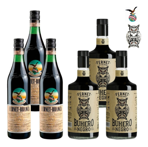 Aperitivo Fernet Branca 750ml X3 + Buhero Negro 700ml X3