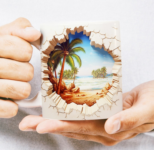 Plantillas 3d Efecto Sublimar Tazas Gato Flores Paisaje T123