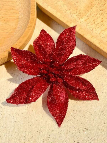 Flores Navideñas Artificiales Mini Adornos De Navidad 10unid Color Rojo