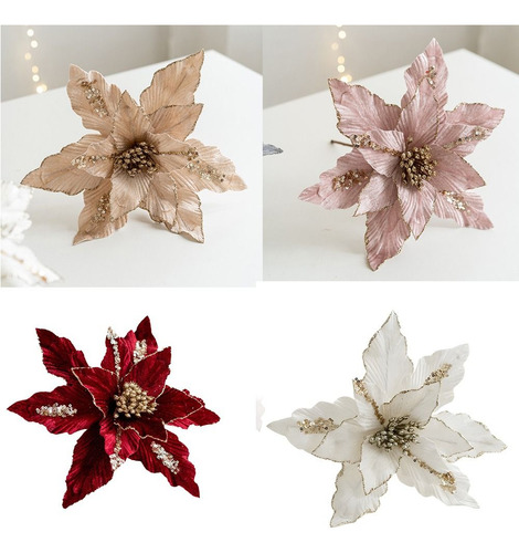 Flores Artificiales Navideñas De 26 Cm, Regalo De Navidad