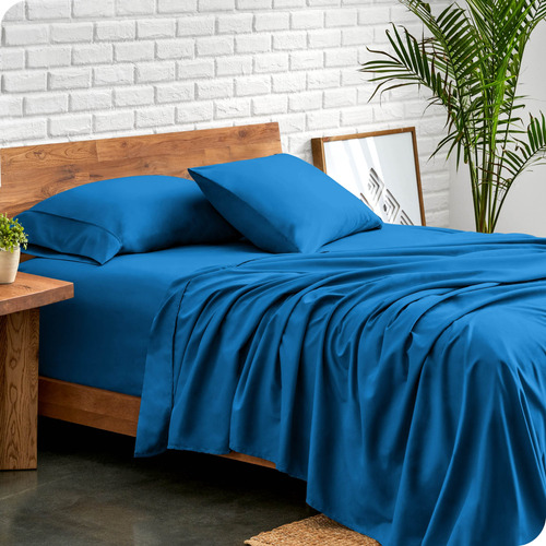 Sabanas Para Cama Queen Con Funda Para Almohada Azul 4 Pzas