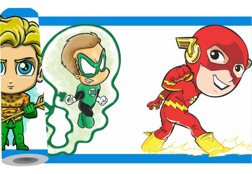 05 Faixas Border De Parede Infantil - Heróis Marvel Dc 