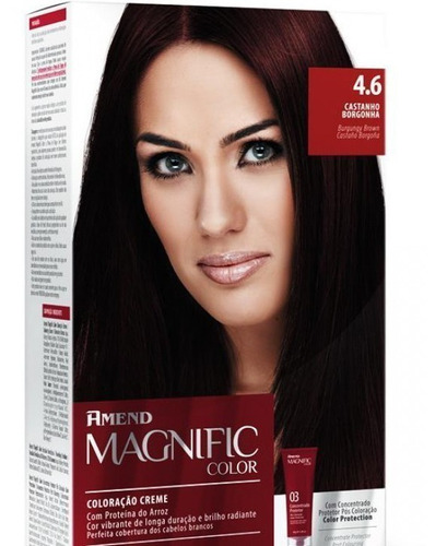 Kit Tintura Amend  Magnific color Kit coloração creme tom 4.6 castanho borgonha para cabelo