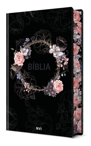 Imagem 1 de 6 de Bíblia Sagrada Flores Preta | Capa Dura Nvi | Pão Diário