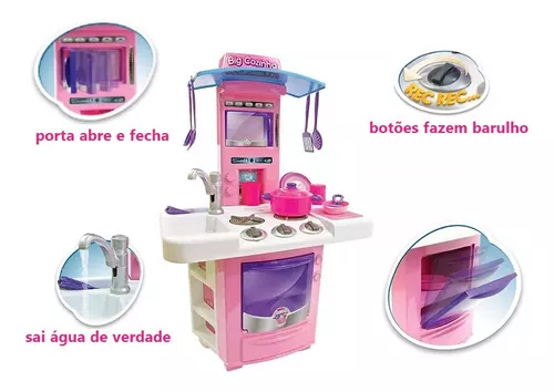 Kit 6 em 1 Cozinha Mesinha Jogo de Talheres e Comidinha em