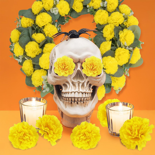 30 Flores Artificiales De Caléndula, Cabezas De Flores De De