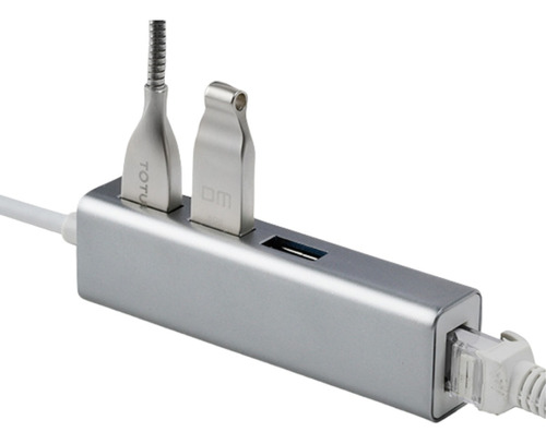 Convertidor Tipo Usb A Lan Rj45 + Hub 3 Puertos Usb