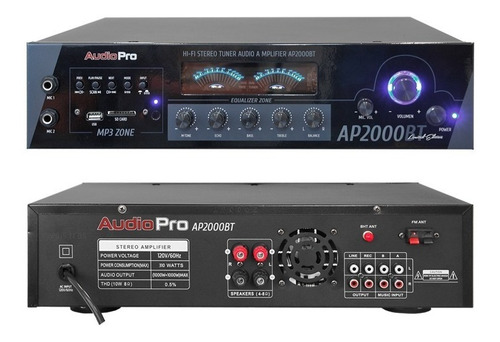 Amplificador Bluetooth Ap2000bt / Usb Audiopro 2 Canales