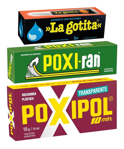 Pegamento Combo Poxi X 3 La Gotita + Poxipol + Poxiran Fs