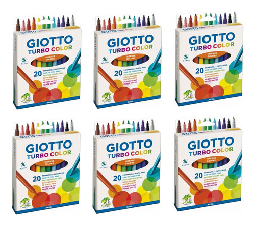 6 Cajas De Marcadores Giotto Turbo Color X 20 Colores