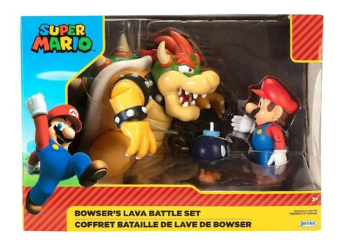 Brinquedo Diorama Super Mario Batalha De Lava Do Bowser 3016