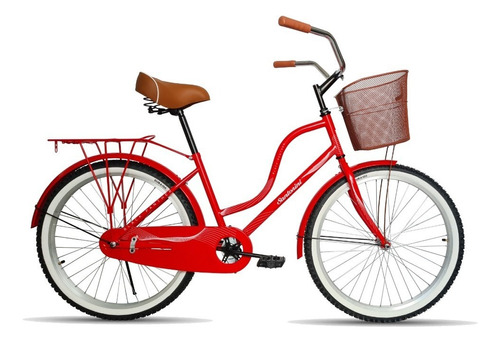 Bicicleta Urbana Retro Santorini Equipada Rodada 26 Color Rojo