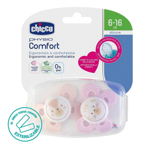Imagen 2 de 6 de Chicco Set De Chupón Physioforma Comfort Para Bebés 6 A 16 M