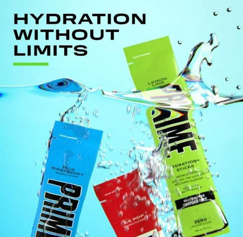 (2 Pack) Prime Hydration Sticks Polvo Bebida Zero Sugar