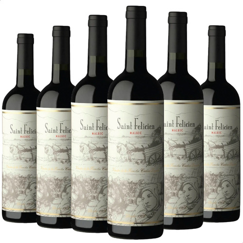 Vino Saint Felicien Malbec 750ml Caja X6 Pack 6 Botellas 