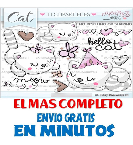 Pack Imágenes Hd Clipart Tierna Gata Gatita Blanca Caperuza