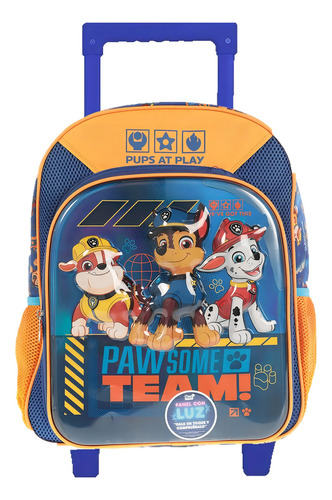 Mochila Paw Patrol Primaria Con Carrito Vs2451 Color Azul