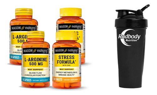 Combo Vitaminas Mason- 2 Arginine + 2 Stress Formula +shaker