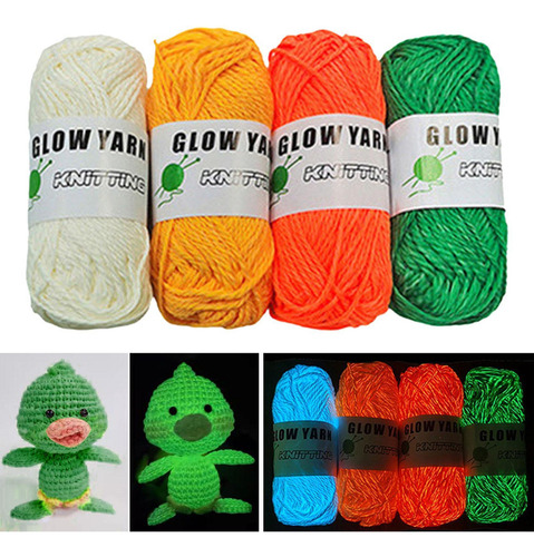 4x Brilho No Escuro Fio Luminoso Fio De Tricô À Mão Fio
