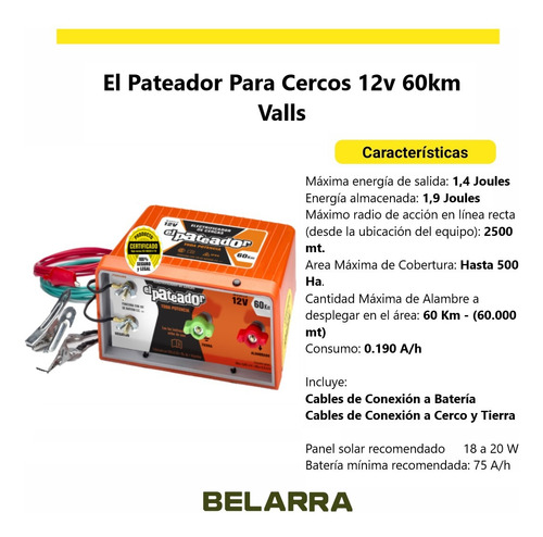 Imagen 5 de 10 de El Pateador Para Cercos 12v 60km Valls Boyero Eléctrico
