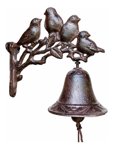 Campana Llamador Con Pájaros Y Ménsula De Hierro Fundido