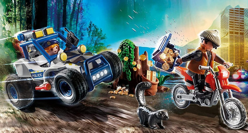 Playmobil Coche Todoterreno De Policía Y Ladrón De Joyas