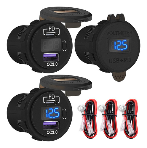 Toma De Cargador De Coche Daiertek 12v Usb C, Salida Usb De 